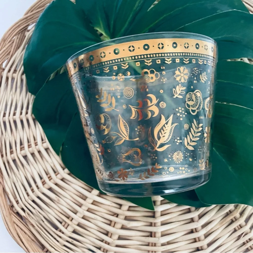 Vintage Ice Bucket Gold & Glass Bowl Mid-Century MCM Hollywood Regency Barware